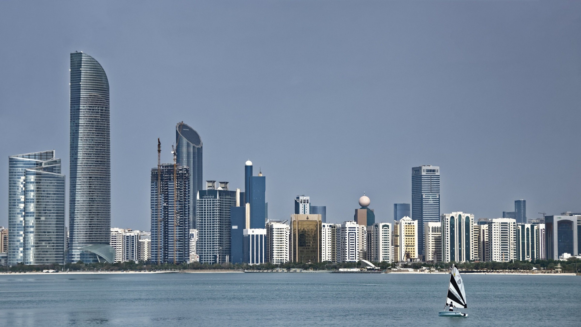 Abu Dhabi skyline along the Corniche waterfront