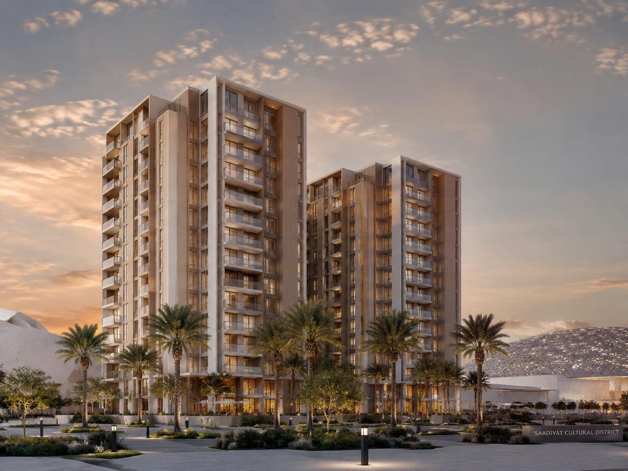 Illustration of residential towers in the Saadiyat Cultural District